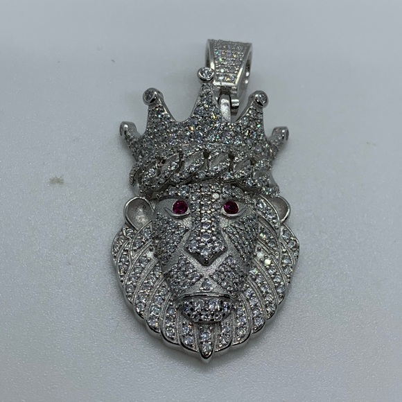925 Sterling Silver CZ Gold Finished Pendant - Picture 2 of 3